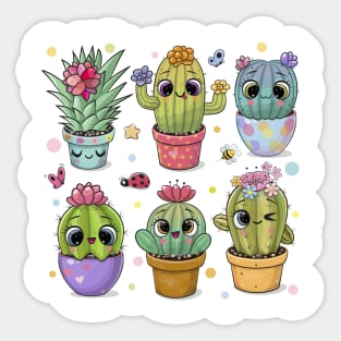 Cute Cartoon Succulents Sticker